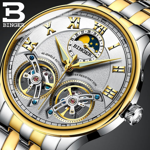 Binger Swiss Mechanical Black Business Luxury Men Watch B 5085M-1 – Binger  Store India