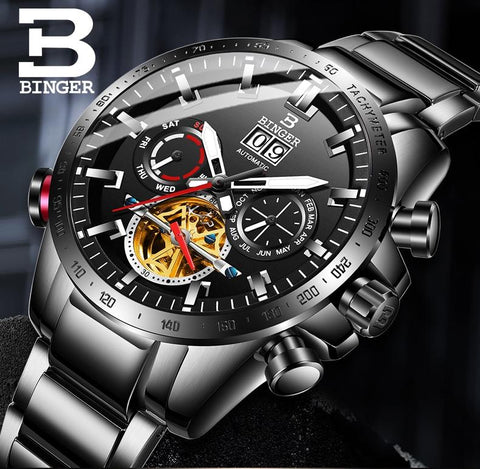 BINGER Stainless Steel Watches Men Luxury Brand Tourbillon Automatic  Luminous Multiple Functions Mechanical Wristwatches 2017 - AliExpress