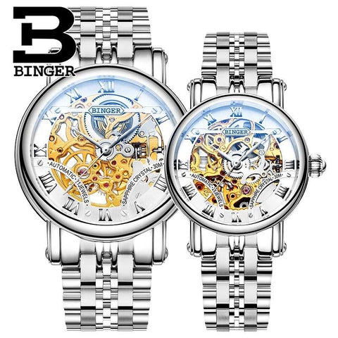 Image of Binger Swiss Hollow Mechanical Couple Watch BS5066HC